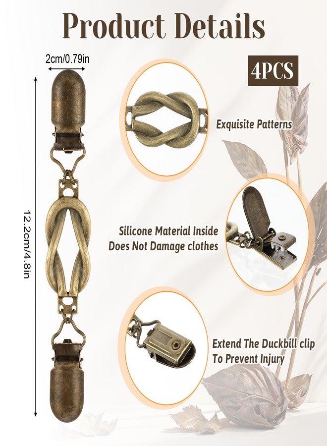 Josojoou Dress Clips Back Cinch 4Pcs Waist Cincher Clip Vintage Shirt Shawl Cardigan Collar Clips Metal Clothes Clips To Tighten for Women Clothing - Image 2